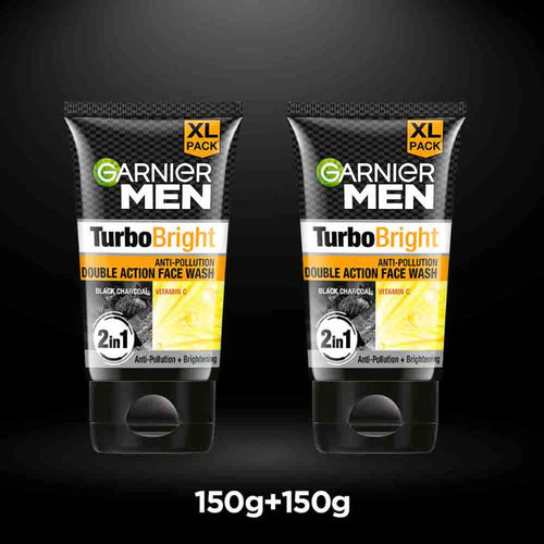 Garnier Men, Face Wash, TurboBright Double Action (Pack of 2)