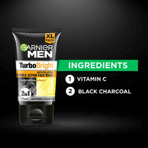 Garnier Men, Face Wash, TurboBright Double Action (Pack of 2)