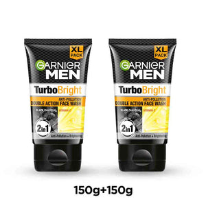 Garnier Men, Face Wash, TurboBright Double Action (Pack of 2)