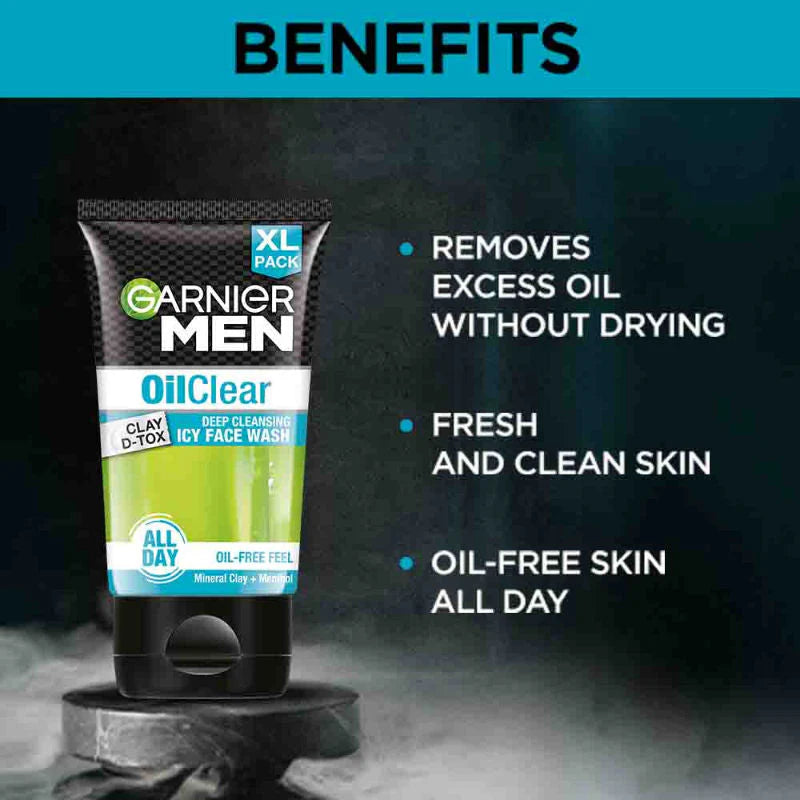 Garnier Men Oil Clear Deep Cleansing Face Wash (Pack of 2)